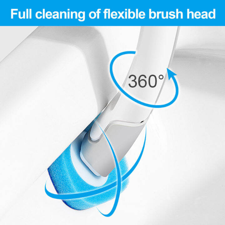 【In Stock】Disposable Toilet Bowl Brush With 8PCS Toilte Wand Refills