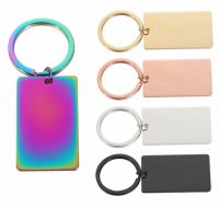 New 10Pcs/Lot 45x27mm Rectangle Namebar Mirror Polish Stainless Steel Keychain For DIY Custom Mens Womens Car Keychains