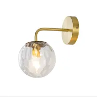 European Retro Transparent Glass Lampshade Wall Lamp Spherical Brass Base Living Room Hallway Bedside Vintage Wall Lights