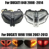 【ใหม่】สำหรับ Ducati 848 1098 1198 2008-2014 2013รถจักรยานยนต์ LED แบบบูรณาการไฟกระพริบด้านหลังไฟท้ายเบรกเลี้ยวหยุดแสง