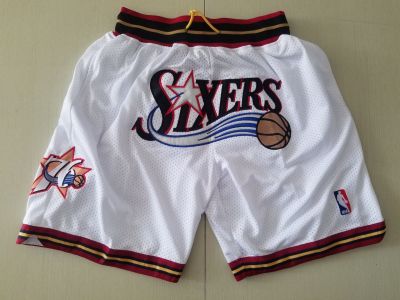 Top-quality Authentic Basketball Shorts Mens Philadelphia 76ers Just Don White Shorts