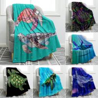 New Style Colourful Sea Turtle Wild Ocean Animals Flannel Blanket Throw King Queen Size for Bed Sofa Couch Blanket Super Soft Lightweight