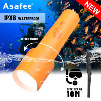 Asafee 800LM D115 T6 LED exquisite compact ultra-bright diving flashlight scuba fixed focus Rotary switch use1*18650 (not included)Underwater 10M IPX8 Waterproof