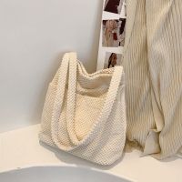 【MAY】 French niche foreign style womens bag autumn and winter new trend 2023 popular woven shoulder bag high-value student tote bag