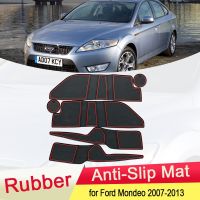 สำหรับ Ford Mondeo MK4 2007 ~ 2013 Ruer ป้องกันการเสื่อกันลื่นประตูร่องแผ่นรองโทรศัพท์ถ้วยอุปกรณ์รองแก้ว2008 2009 2010 2011