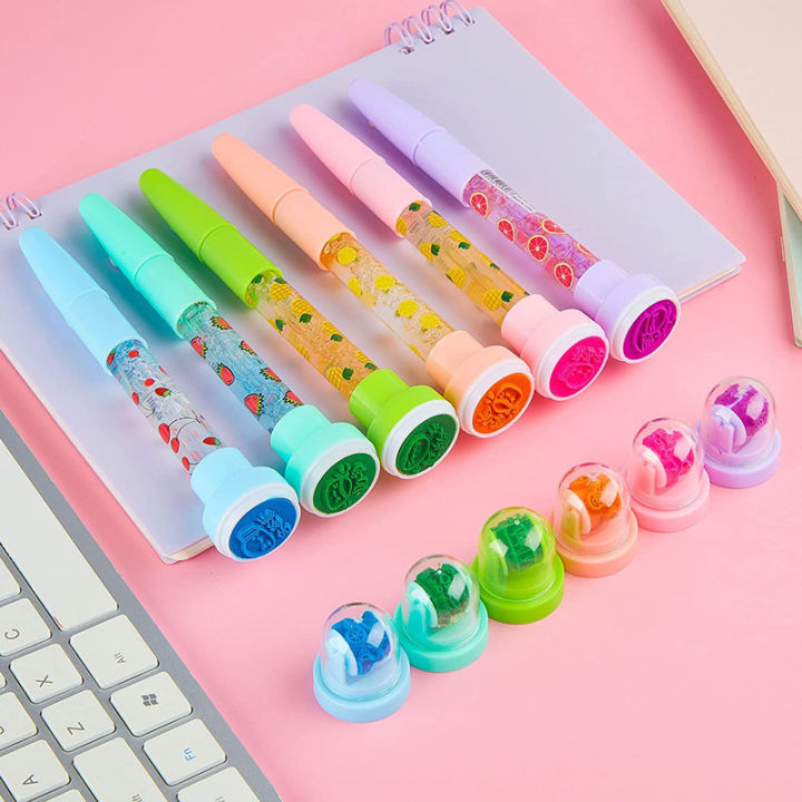 5-in-1น่ารักซีลปากกาลูกลื่นเด็กของเล่น-multi-function-bubble-ปากกาลูกลื่นของขวัญสำหรับชายหญิง-roller-stamp-ปากกา-light