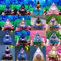 5cm Yoga Piramide Orgonite Pyramid Orgone Generator Resin Natural Stone Ornament Energy Healing Reiki Obsidian lapis lazuli