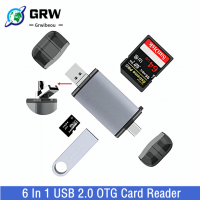 Grwibeou 6 In 1 USB 2.0 OTG Card Reader TYPE-C Micro Usbusb 2.0 Tfsd เครื่องอ่านการ์ดหน่วยความจำสำหรับแล็ปท็อปศัพท์ Android