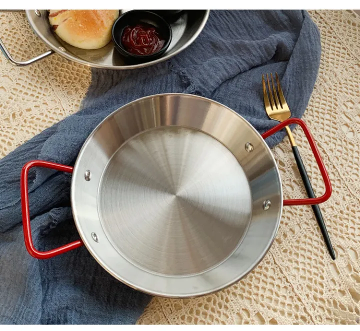 Stainless Steel Spanish Double Handle Pans Home Cooking Pot Seafood Pot