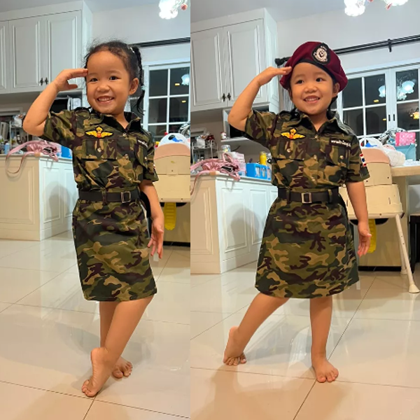 งานไทย-พร้อมส่ง-ชุดทหารบกเด็กหญิง-ชุดหน่วยรบพิเศษเด็ก-ชุดอาชีพเด็กในฝัน-เสื้อ-กระโปรง-หมวก-เข็มขัด