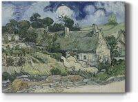 Thatched ค็อทเทจที่ Cordeville โดย Vincent Van Gogh พิมพ์ภาพวาดที่มีชื่อเสียงแกลอรี่พรีเมี่ยมพร้อมที่จะแขวน8ใน H X 12ใน W ผลิตที่อเมริกา Azs-wc26-vg016-r-812-mk