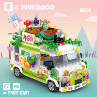 Zhegao Mini00886-00891 Building Blocks Cake Fruit Cart Mini City Building Small Particle Assembly Building Blocks