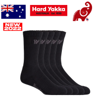 HARD YAKKA G20035 Men’s Cotton Crew Worksock 5 Pack Black, Free Size