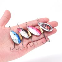 MAKEBASS 4PCS Rotating Spinner Fishing Lure 8g 11g 9.5g Spoon Sequins Metal Hard Bait Treble Hooks Wobblers Bass Pesca Tackle