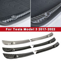 สแตนเลส Trunk Guard สำหรับ Tesla รุ่น3 2017-2022ด้านหลังกันชนเท้าแผ่นหางประตูด้านใน Sill Protector แผ่น Trim