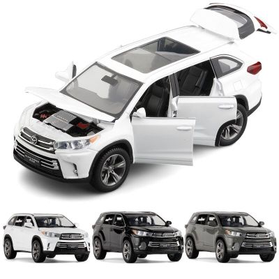 1/32 Toyota Highlander Toy Car, Diecast Metal Alloy SUV Miniature, Jackiekim Sound &amp; Light Collection Model, Gift For Boy, Kid