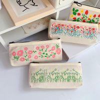 ✽☢☾ Retro flower daisy pencil Case Canvas Pencilcase Student Pen Holder Supplies Pencil Bag School Box Pouch Stationery