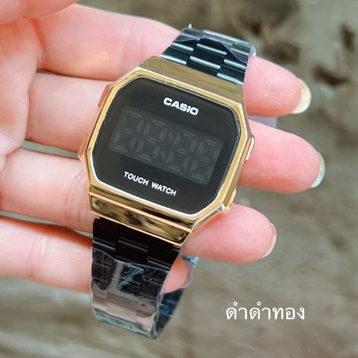 watchhiend-นาฬิกาข้อมือคาสิโอ-led-สัมผัสหน้าจอ-ระบบดิจิตอล-หน้าปัดขนาด-45-มม-สายเลท-พร้อมกล่องหนังแถมฟรี-สัมผัสง่าย