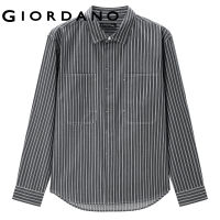 Giordanoผู้หญิง เสื้อเชิ้ตลำลองแขนยาวลายทางผ้าฝ้ายลายทางคู่ Free Shipping 01042109