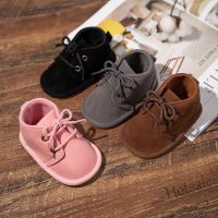 【hot sale】 ۞ C19 Baby Korean Shoes Childrens Boots Kids Rubber-soled Non-slip Short Shoes Single Shoes Lace-up Newborn Baby Toddler Shoes