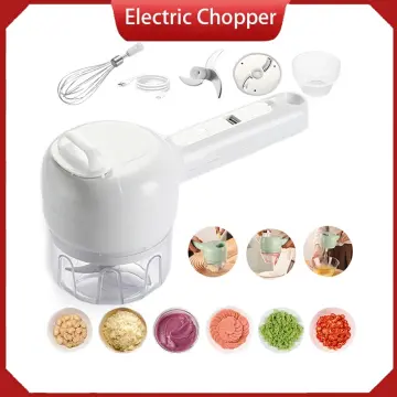 4 in 1 Handheld Electric Vegetable Cutter Set, Mini Wireless Electric  Garlic Mud Masher, Electric Garlic Chopper,Gatling Vegetable Cutter for  Pepper