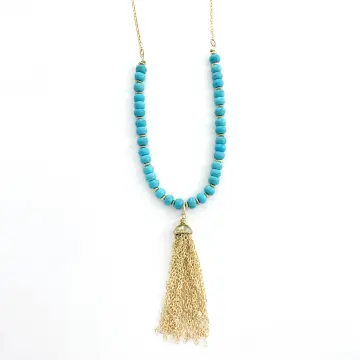 Gold tassel necklace on sale price