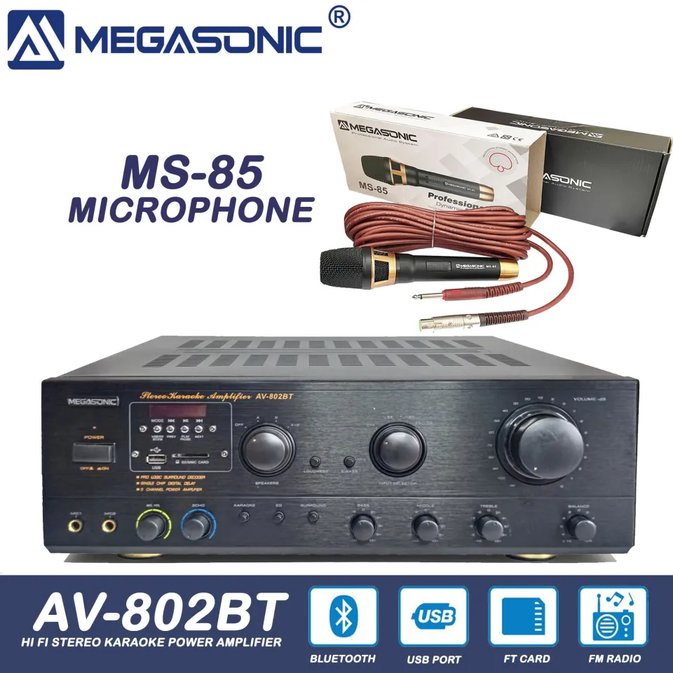 MEGASONIC AV-802 BT Amplifier WITH MS 85 OR MS 919 MICROPHONE | Lazada PH
