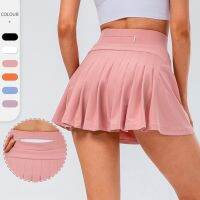 Womens fitness tennis skirt double-layer light proof dance pleated skirt running breathable sports skirt