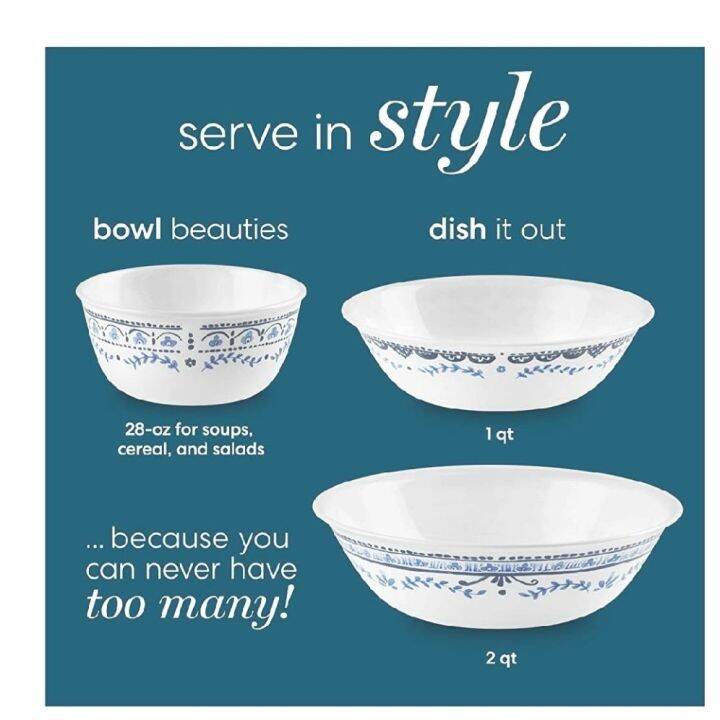 Corelle Coordinates Portofino Serving Bowl, 1 Quart, 2 Pieces Lazada
