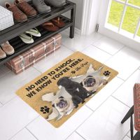 CLOOCL Pug No Need To Knock Doormat Decor 3D Print Animal Pet Dog Antislip Absorbent Carpet Bathroom Bedroom Kitchen Doormat