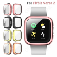 Hard PC Case for Fitbit Versa 2 Bumper Protective Cover + Tempered Glass Screen Protector for Fitbit Versa2 Full Coverage Shell