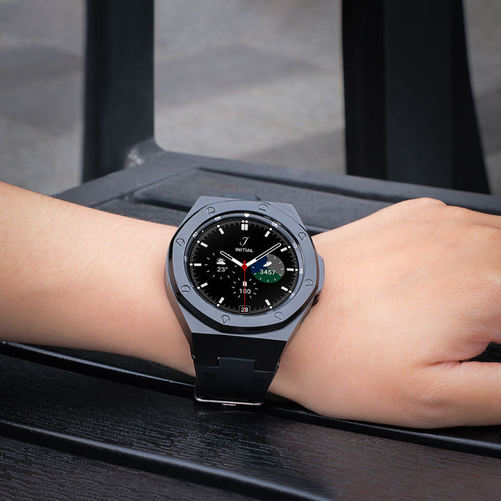 ชุด-mod-สำหรับ-samsung-galaxy-watch-4-classic-46-stainless-steel-case-shell-สายซิลิโคนสำหรับ-galaxy-watch-4-classic-46-modification-kit-ไม่รวมนาฬิกา