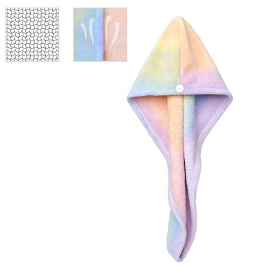 hot【DT】 Hair Drying Ultra Absorbent Coral Microfiber Shower Hat Gradient Tie-Dye Wrap Turban