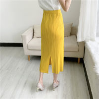 Pleated Skirt Womens Back Split Lining Light-proof 2022 Summer New Pleated Skirt Mid-length