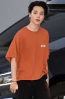 Jimin Tee Orange T-shirt Short Sleeve Top Casual Loose Plus Size Uni Tee Cotton Print Tops Summer O-Neck Tshirt BANGTAN Shirt