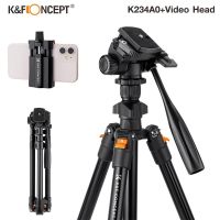 ขาตั้งกล้อง K&amp;F Concept รุ่น K234A0+Video Head+Phone Clip มาพร้อมอะแดปเตอร์ติดโทรศัพท์มือถือ (KF09.115)