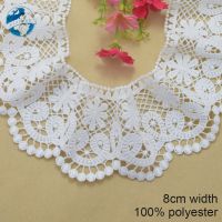 [HOT!] 8cm white polyester embroidery lace french lace ribbon fabric guipure diy trims warp knitting sewing Accessories 3745