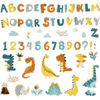 Dinosaur Letter Stickers Kindergarten Boys Room Decoration Stickers Early Education Digital Stickers Combination Wall Stickers