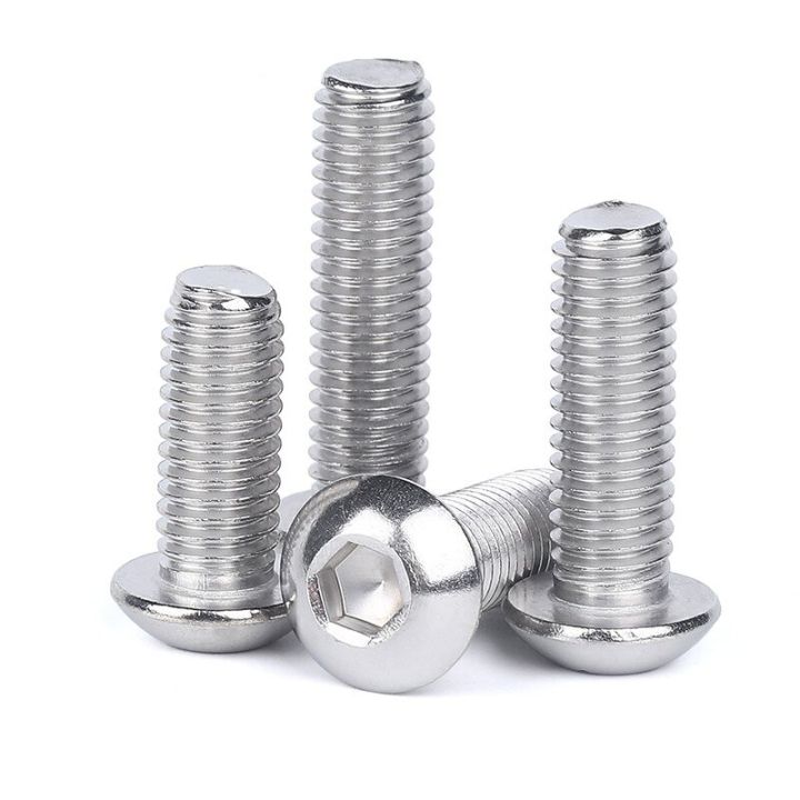 10pcs-1-4-3-8-5-16-2-4-6-8-10-304-stainless-steel-anglo-american-round-pan-head-hexagon-socket-screw-button-head-allen-bolt-nails-screws-fastener