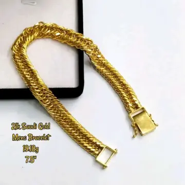 22K White & Yellow Gold Polish Fancy Sikh Kada - Sikh Kara - Mens Gold  Bangle - SINGLE PIECE - 235-M-GBL025 in 21.150 Grams