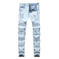 SIM Men Slim Ripped Biker Jeans Design Distressed Holes Cool Denim Fashion PantsTH