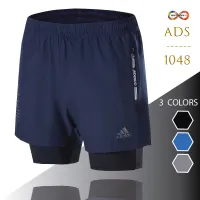2in1 กางเกงกีฬาขาสั้น กางเกงออกกำลังกายมีซับเลคกิ้ง มีกระเป๋าซิปทั้งสองด้าน ( Slime fit ) รุ่น ADS - 1048