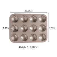 อุปกรณ์อบขนมเปลือกหอยทรงกลมแบบไม่ติด12ช่องกระทะเค้กแม่แบบ Madeleine