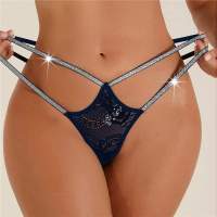 Uunderwear belt Double Flash Thin Diamond G-string Women Underpants Lace Sexy Lingerie Home Breathable Waist High 39;s Women