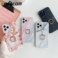 [Chaoke digital branch] LOVECOM เคสที่มีห่วงหินอ่อนไล่สีโทรศัพท์ที่จับสำหรับ iPhone 12 11 13 14 Pro Max XR XS XS 7 8 Plus IMD ฝาหลังด้าน