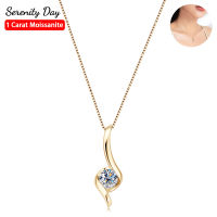 Serenity วันจริง D สี1กะรัต Moissanite จี้สร้อยคอสำหรับผู้หญิง S925แผ่นเงิน Pt950กระดูกไหปลาร้าโซ่เครื่องประดับ