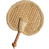 Hand-Woven Woven Straw Hand Fan Old Summer Natural Environmentally Friendly Hand-Woven Fan Decorative Round Fan