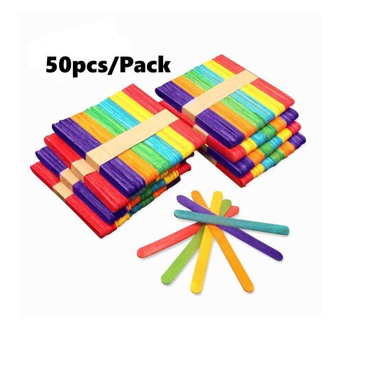 Dki Enterprises 50pcspack Wooden Popsicle Stick Assorted Color