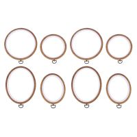 8 Pieces Embroidery Hoops Cross Stitch Hoop Imitate Wood Embroidery Circle and Oval Set for Art Craft Sewing and Hanging