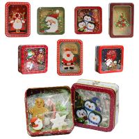 Christmas Merry Candy Box New Year Gift Packaging Tin Box Santa Claus Snowman Transparent sky window Container Party Cookies Box Storage Boxes